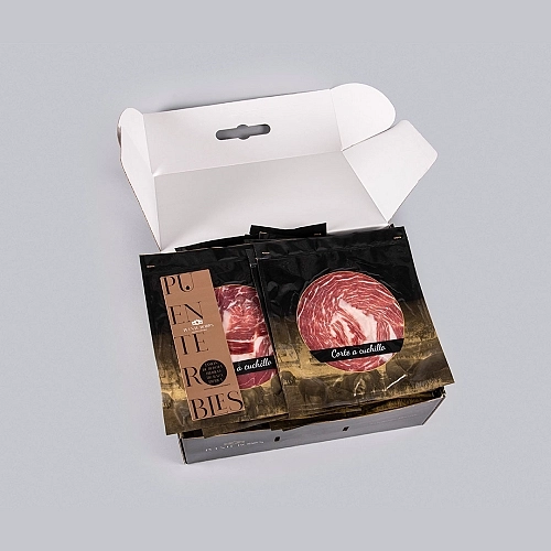 JAMÓN DE BELLOTA IBÉRICO 50% RAZA IBÉRICA (Cortado a cuchillo) JAMÓN DE BELLOTA IBÉRICO 50% RAZA IBÉRICA (Cortado a cuchillo)