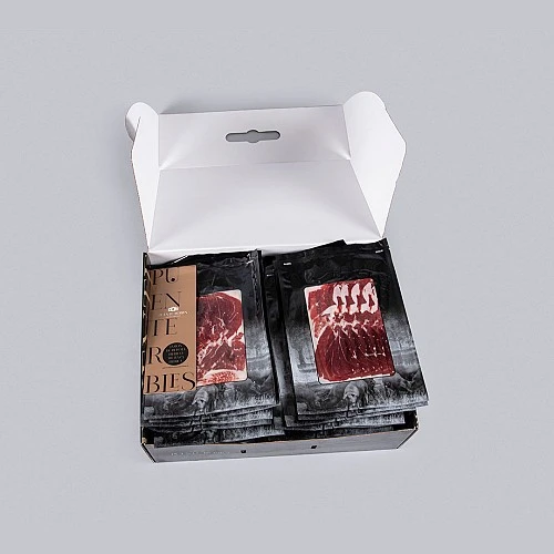 JAMÓN DE BELLOTA IBÉRICO 50% RAZA IBÉRICA (Cortado a máquina) JAMÓN DE BELLOTA IBÉRICO 50% RAZA IBÉRICA (Cortado a máquina)