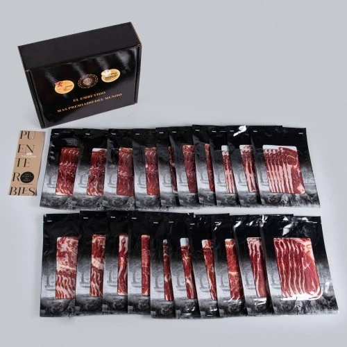 PACK 2: 20 SACHETS OF 100% IBERIAN BREED ACORN-FED IBERIAN SHOULDER HAM (MACHINE CUT). PACK 2: 20 SACHETS OF 100% IBERIAN BREED ACORN-FED IBERIAN SHOULDER HAM (MACHINE CUT).