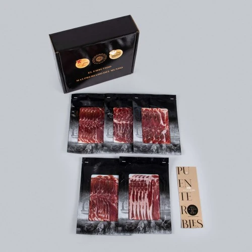 PACK 5: 5 SACHETS OF 100% IBERIAN BREED ACORN-FED IBERIAN SHOULDER HAM (MACHINE CUT). PACK 5: 5 SACHETS OF 100% IBERIAN BREED ACORN-FED IBERIAN SHOULDER HAM (MACHINE CUT).